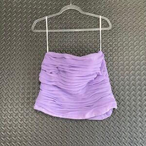 Vtg 1980 Dessy Creations Women Bustier Top‎ Sz 16 Purple Ruffle Fairycore Corset